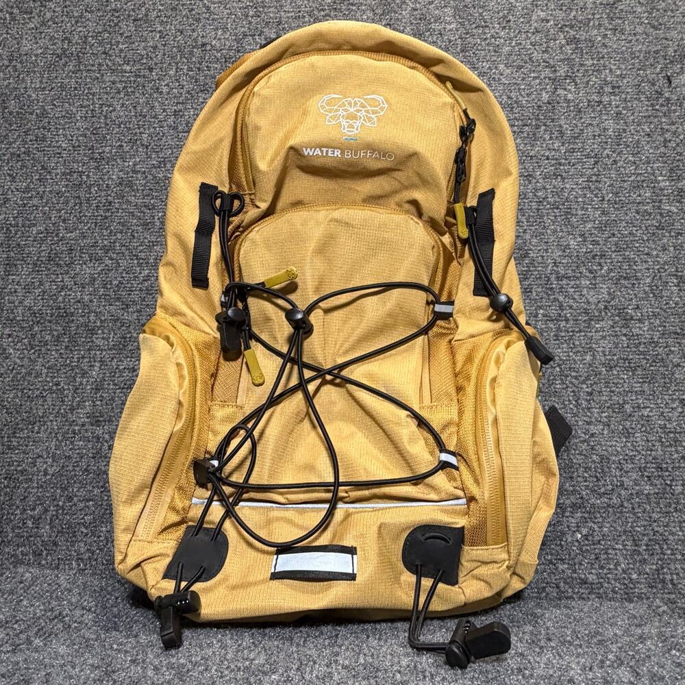 Water Buffalo Yellow Hiking Hydration Backpack Bungee Cord Daypack Bag